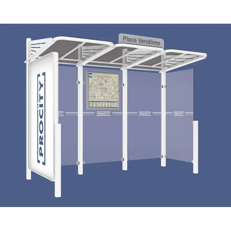 Abribus Conviviale® avec bardages verre Procity