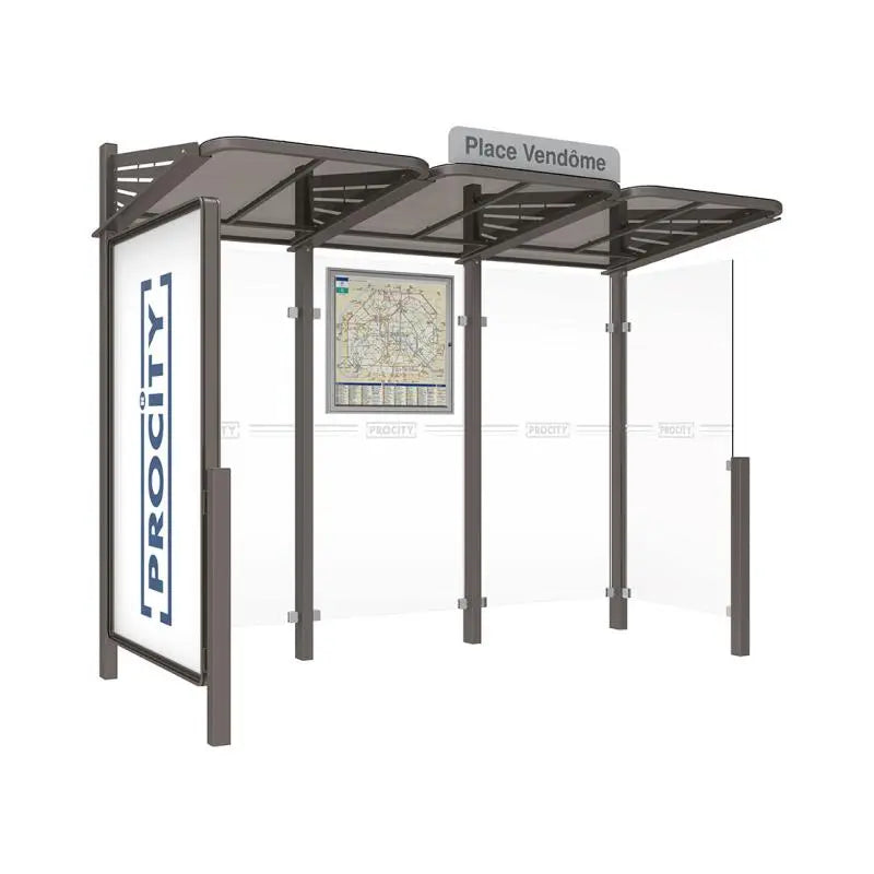 Abribus Conviviale® avec bardages verre Procity