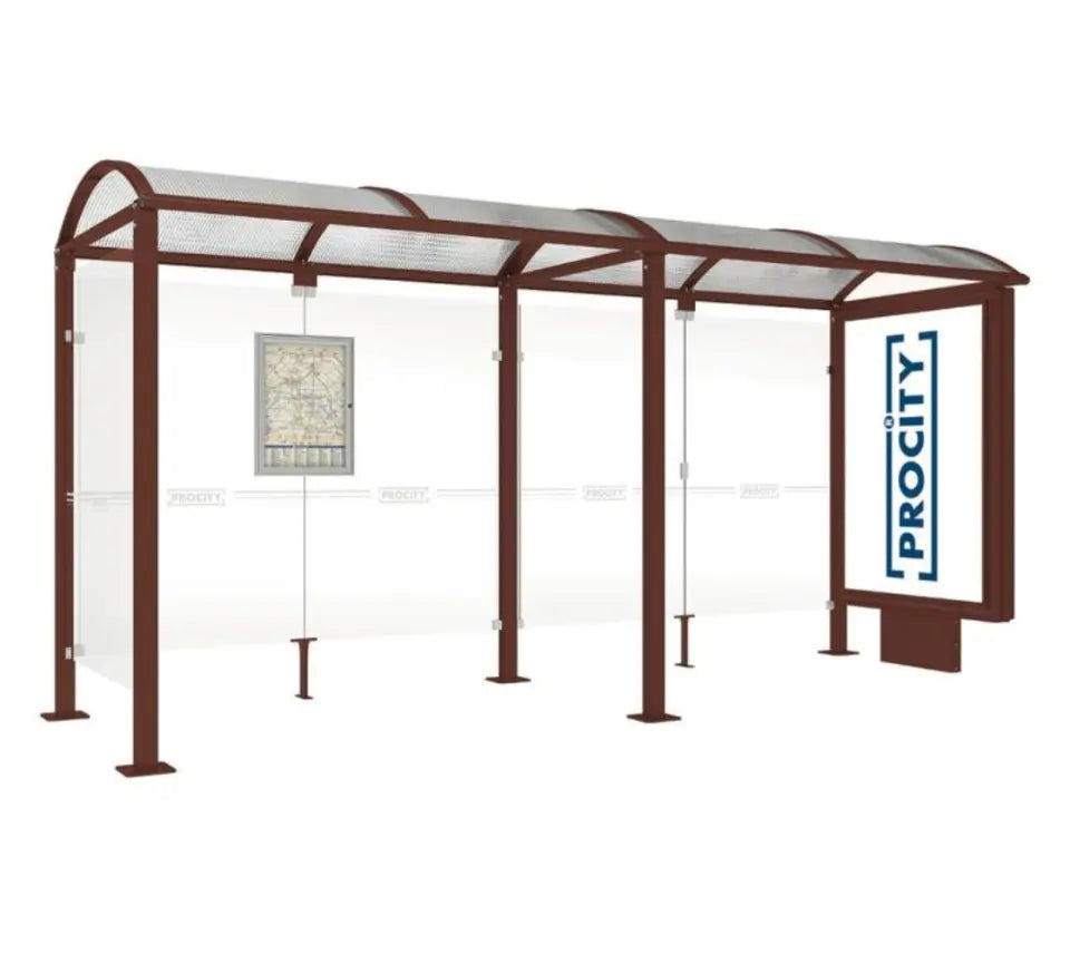 Station de bus Voute avec caisson d'affichage lumineux-5000 mm-CORTEN