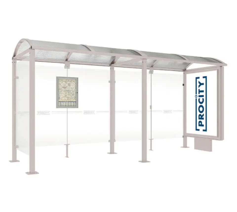 Station de bus Voute avec caisson d'affichage lumineux-5000 mm-GRIS 7044