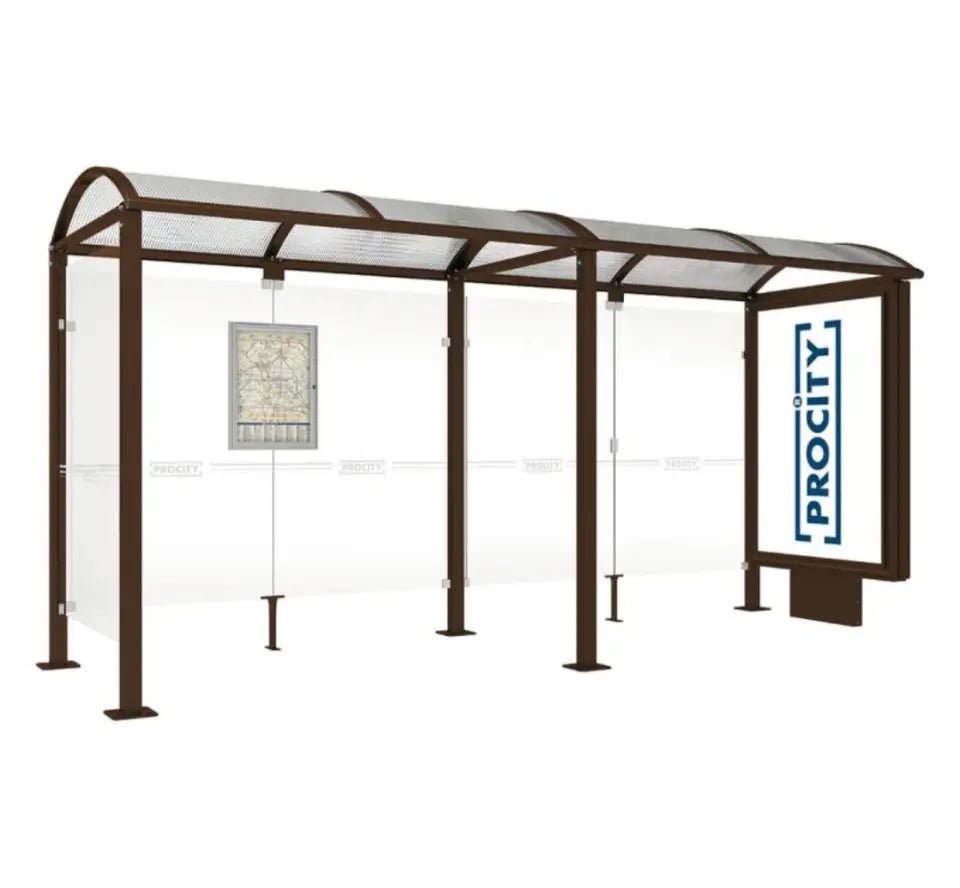 Station de bus Voute avec caisson d'affichage lumineux-5000 mm-MARRON