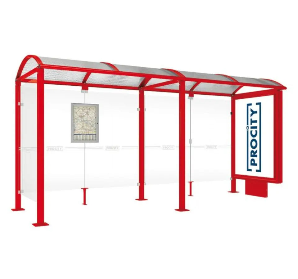 Station de bus Voute avec caisson d'affichage lumineux-5000 mm-ROUGE