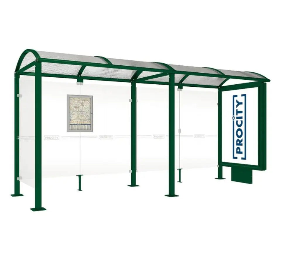 Station de bus Voute avec caisson d'affichage lumineux-5000 mm-VERT
