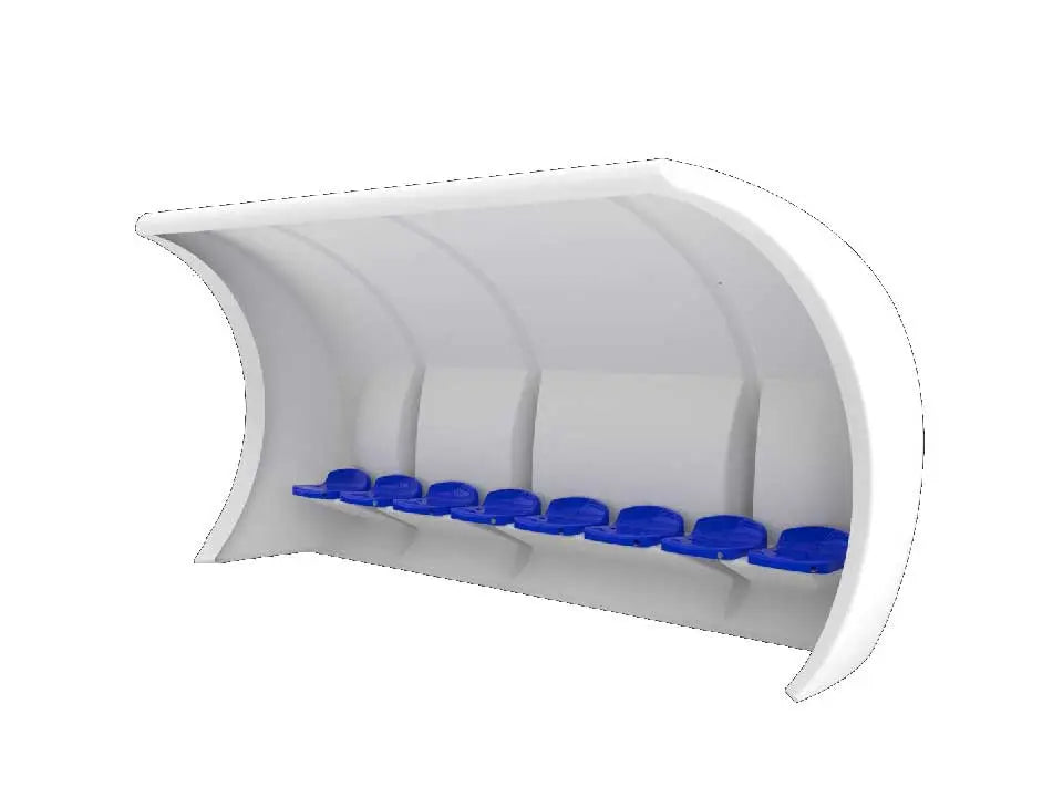 Abri de touche monobloc composite, standard 1,67 m ou premium 2 m, 3 à 10 places