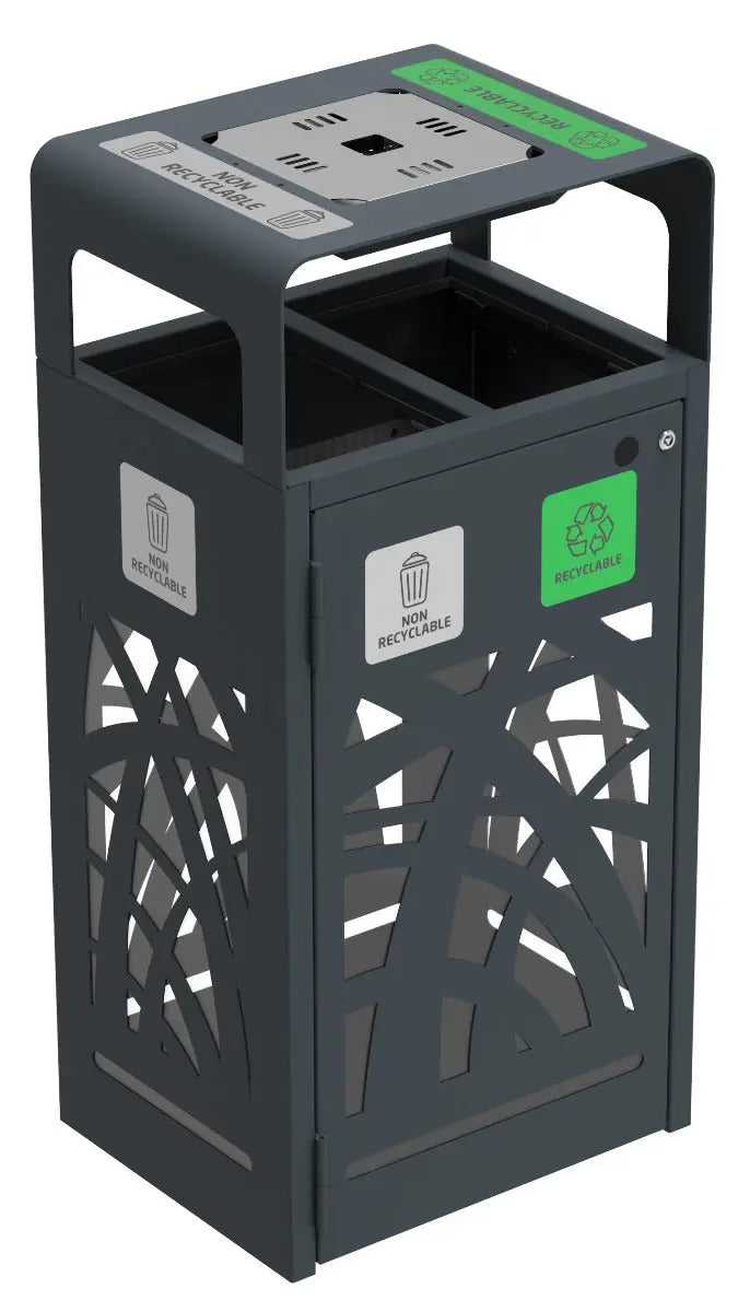 Corbeille à poser ou à fixer Cybel 2x60 L avec cendrier 1,5 L