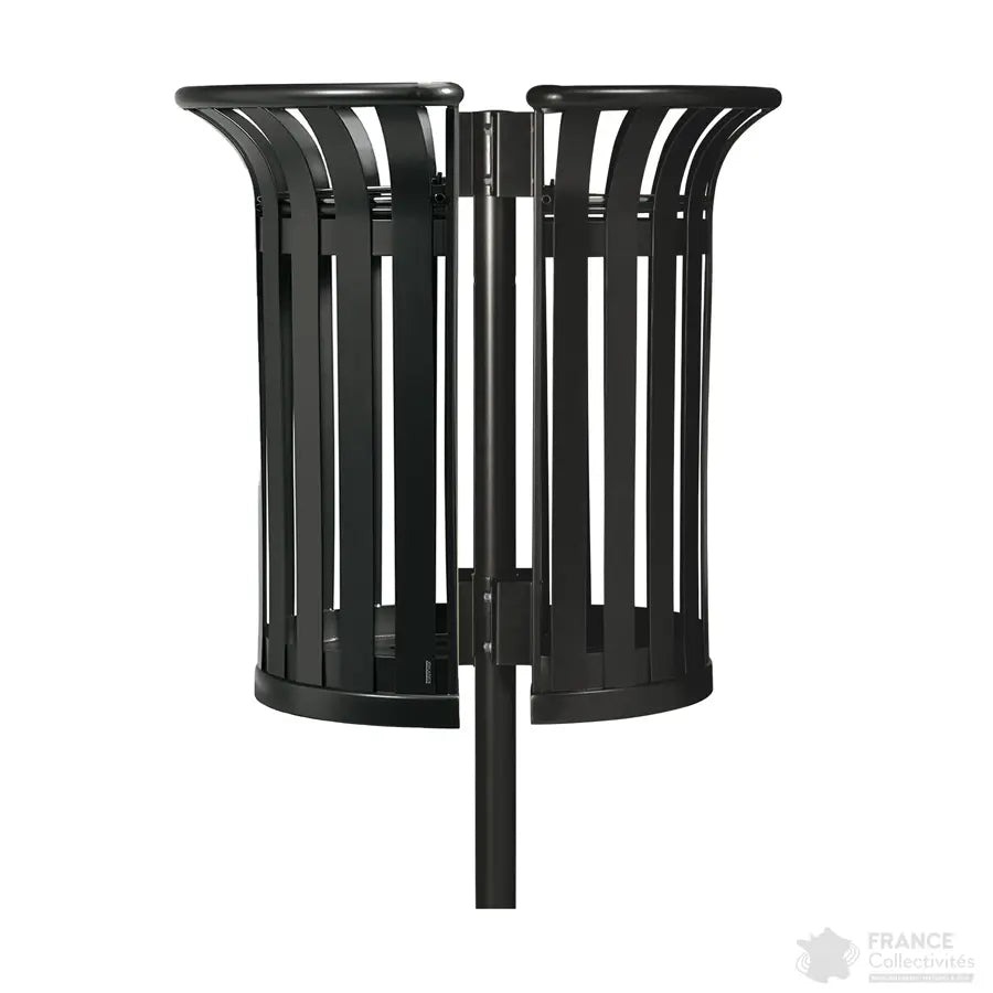 Corbeille Tulipe demi ronde 2x35L sur poteau