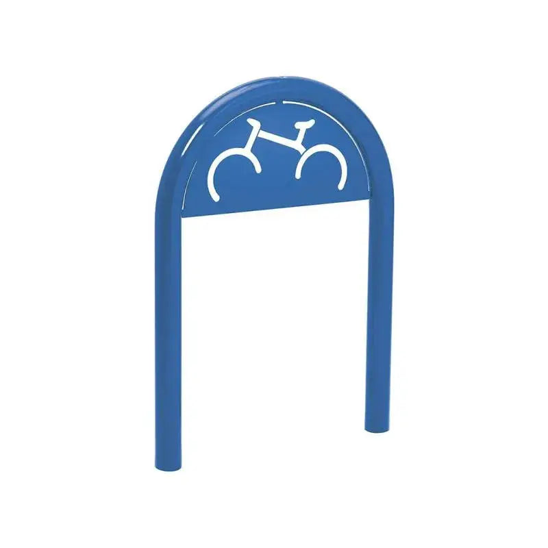 Appui vélo, avec signalétique cyclisme, scellement direct diamètre 60mm bleu