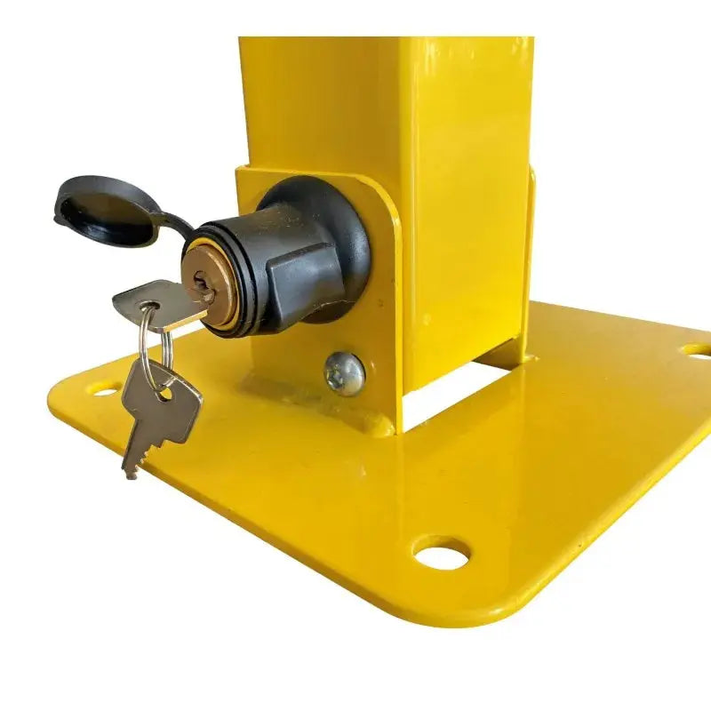 Bloc parking avec un pied central, jaune et rouge fixation sur platine, jeu de 2 clés fournies