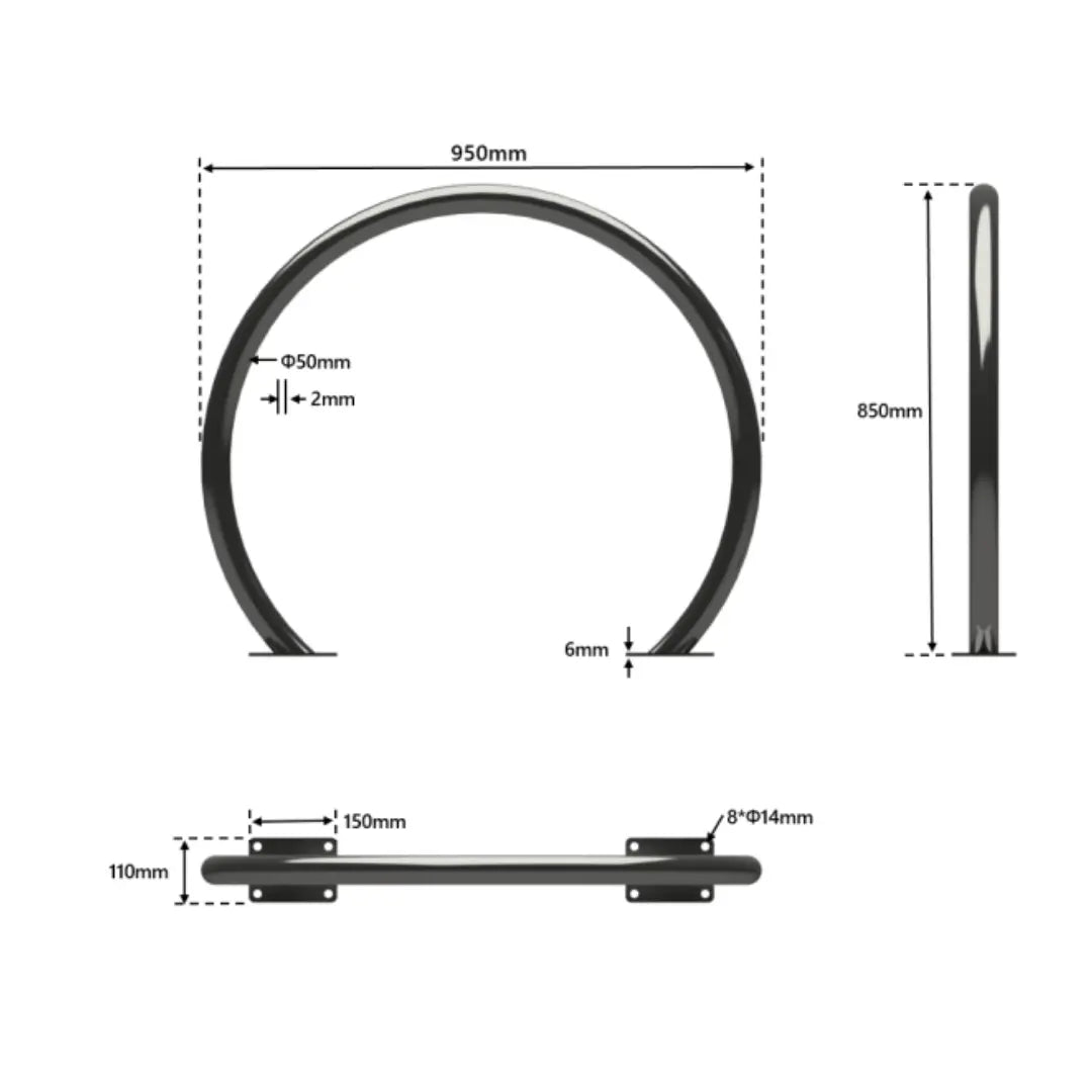 Arceau vélo en inox - support rond - France Collectivités