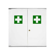 Grande armoire à pharmacie Farmor ARM 4003 DG blanche à deux portes en tôle avec croix verte et serrure à clés