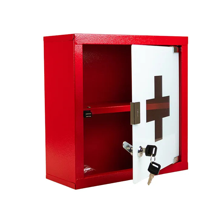 Armoire à pharmacie rouge vide