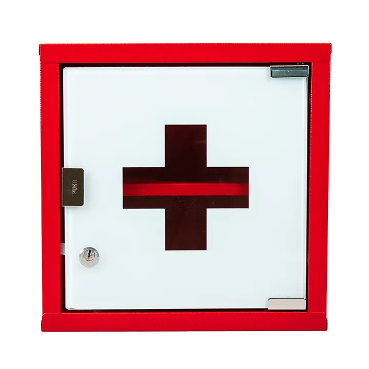 Armoire à pharmacie rouge vide