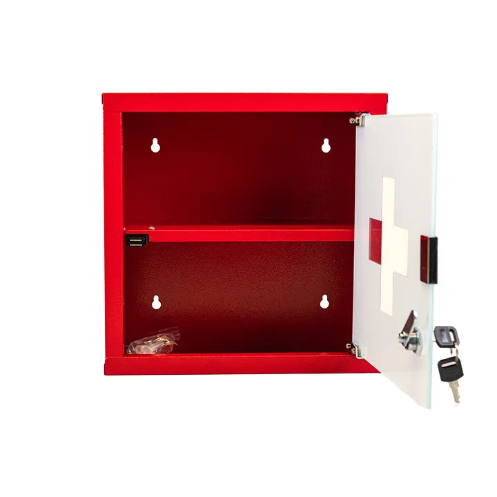 Armoire à pharmacie rouge vide