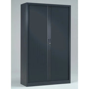 Armoire à rideaux anthracite 198 x 120 cm, armoire métallique monobloc vue de trois quarts