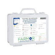 Coffret de secours mural Farmor A.T.M ATM 2133 PP en polypropylène blanc, équipement d'atelier pour 8 à 10 personnes