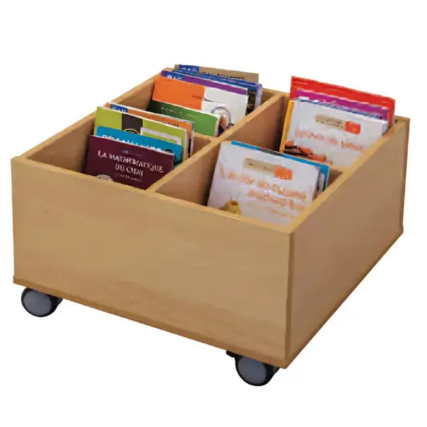 Bac à livres 4 cases sur roulettes france collectivités