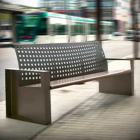 Banc bois dossier acier Alea