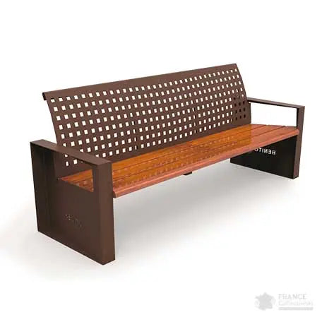 Banc bois dossier acier Alea