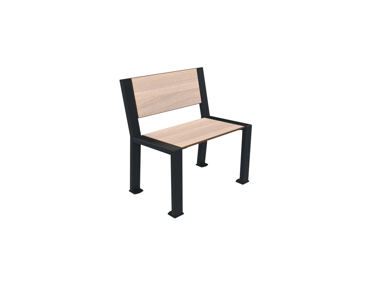 Banc 1 place Berlin en compact plein chêne clair, style industriel