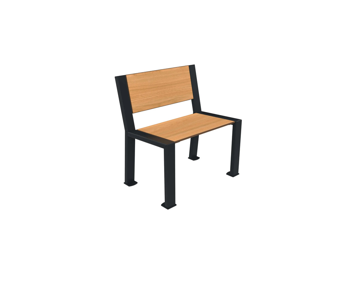 Banc Berlin individuel compact plein aspect teck sur acier anthracite