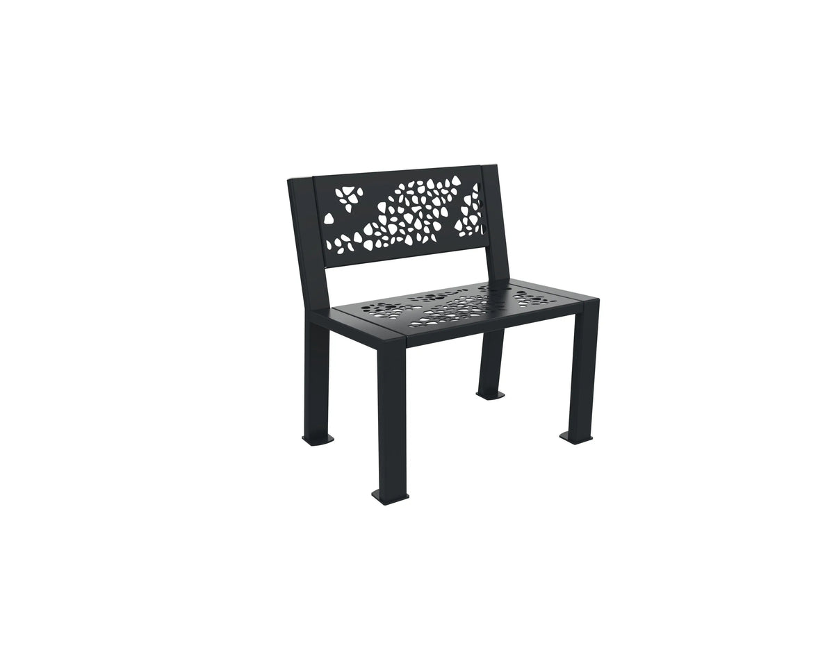 Banc Berlin 1 place en métal graphique découpé laser gris anthracite