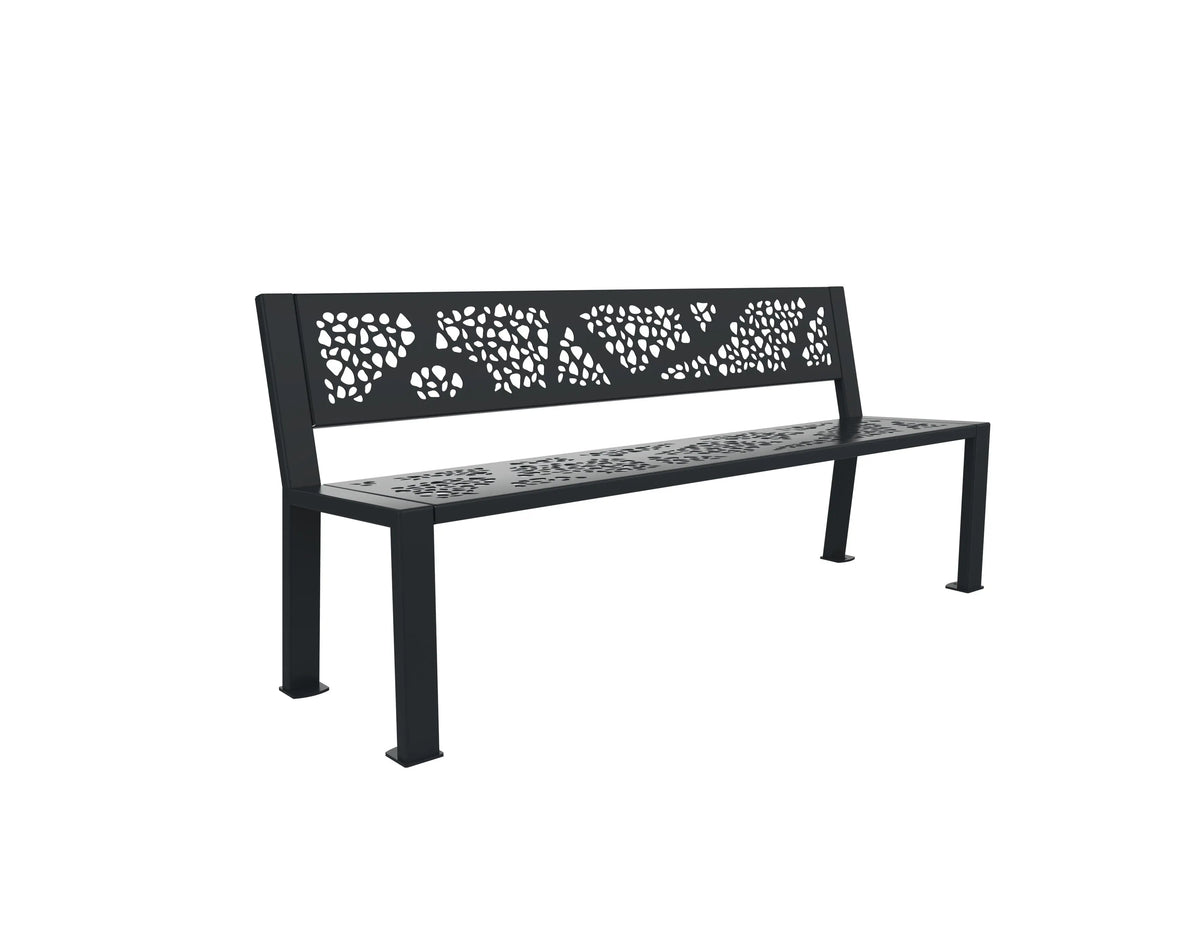 Banc Berlin en métal graphique découpé au laser, anthracite, Buton Design