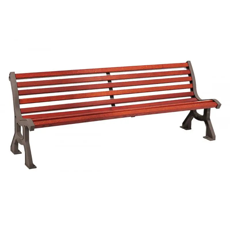 Banc de parc Lublin 10 lames acajou sur structure fonte gris métallisé