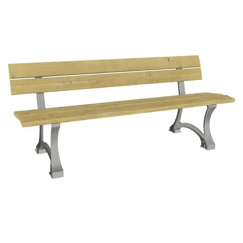 Banc extérieur collectivités Mora en bois résineux 1800 mm avec ancrage au sol fourni