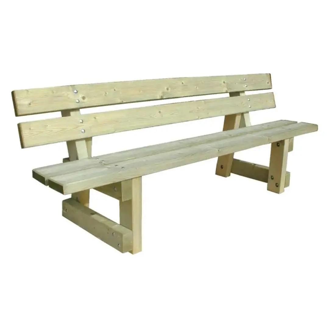 Banc public Porto 1,80 m avec dossier en pin autoclave classe 4, bois brut