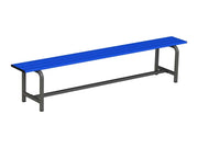 Banc de touche 2 m en acier plastifié gris et bleu, assise 3 lisses aluminium