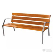 Banc Modo-08 6 lattes en bois tropical et fonte ductile, vue de face