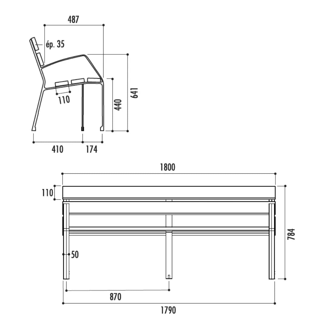 Banc Modo-08 recyclé en polymère / Acier