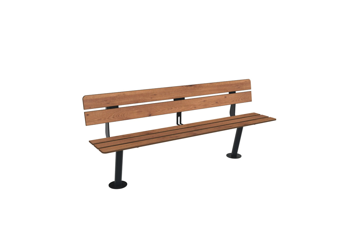 Banc 2 places Nairobi à lames de compact teinte pin tyrol et pieds ronds
