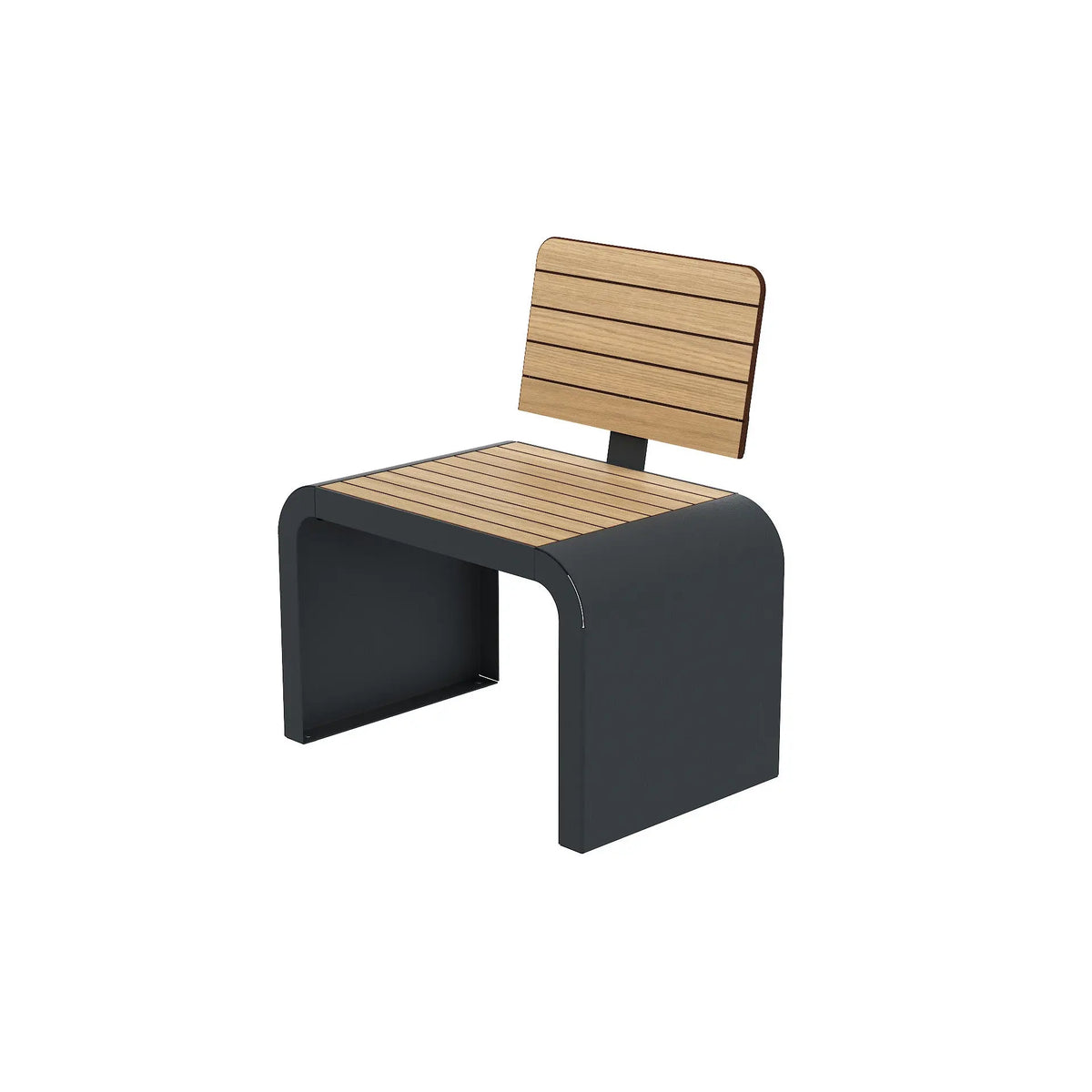 Banc New York 1 place en compact effet lames chêne clair, vue trois quarts