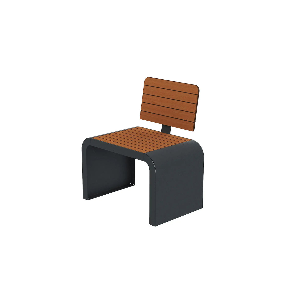 Banc solo New York finition effet lames teck sur structure en acier roulé