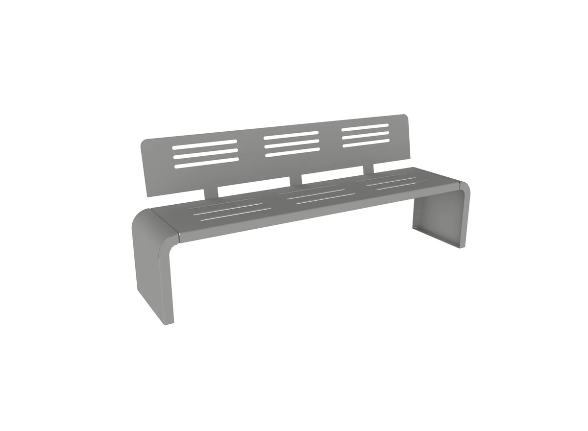Banc métal perforé New York 2 m coloris gris aluminium RAL 9006