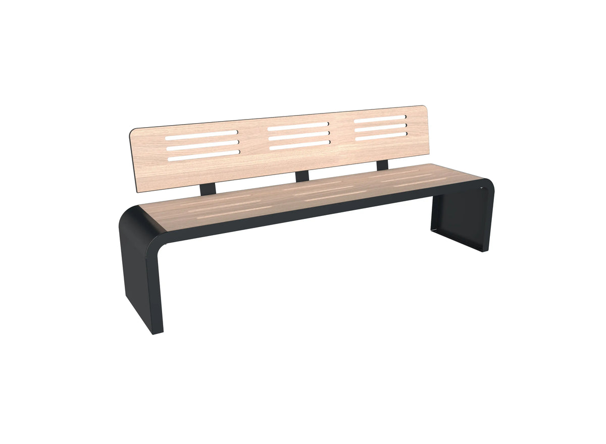 Banc urbain New York à habillage compact ajouré chêne clair, Buton Design