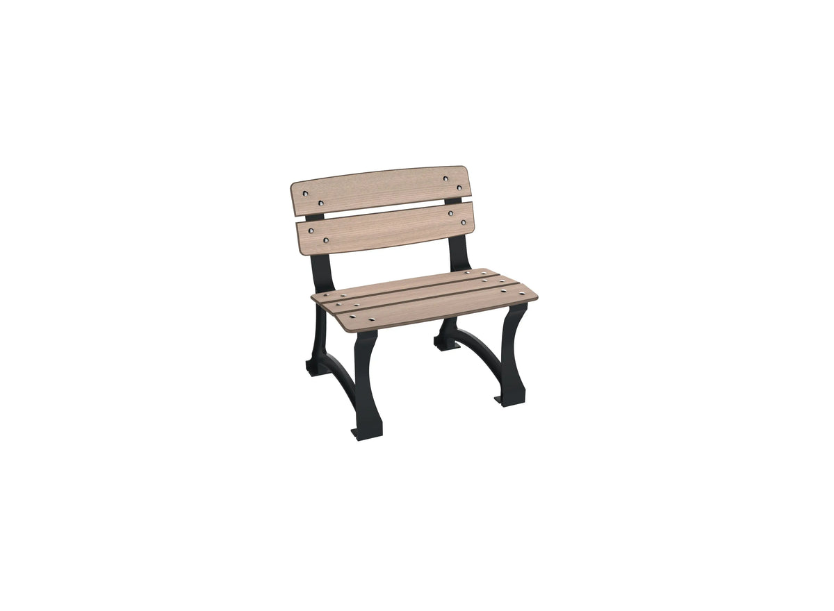 Banc Prague 1 place pieds fonte, lames compact chêne clair et accoudoirs
