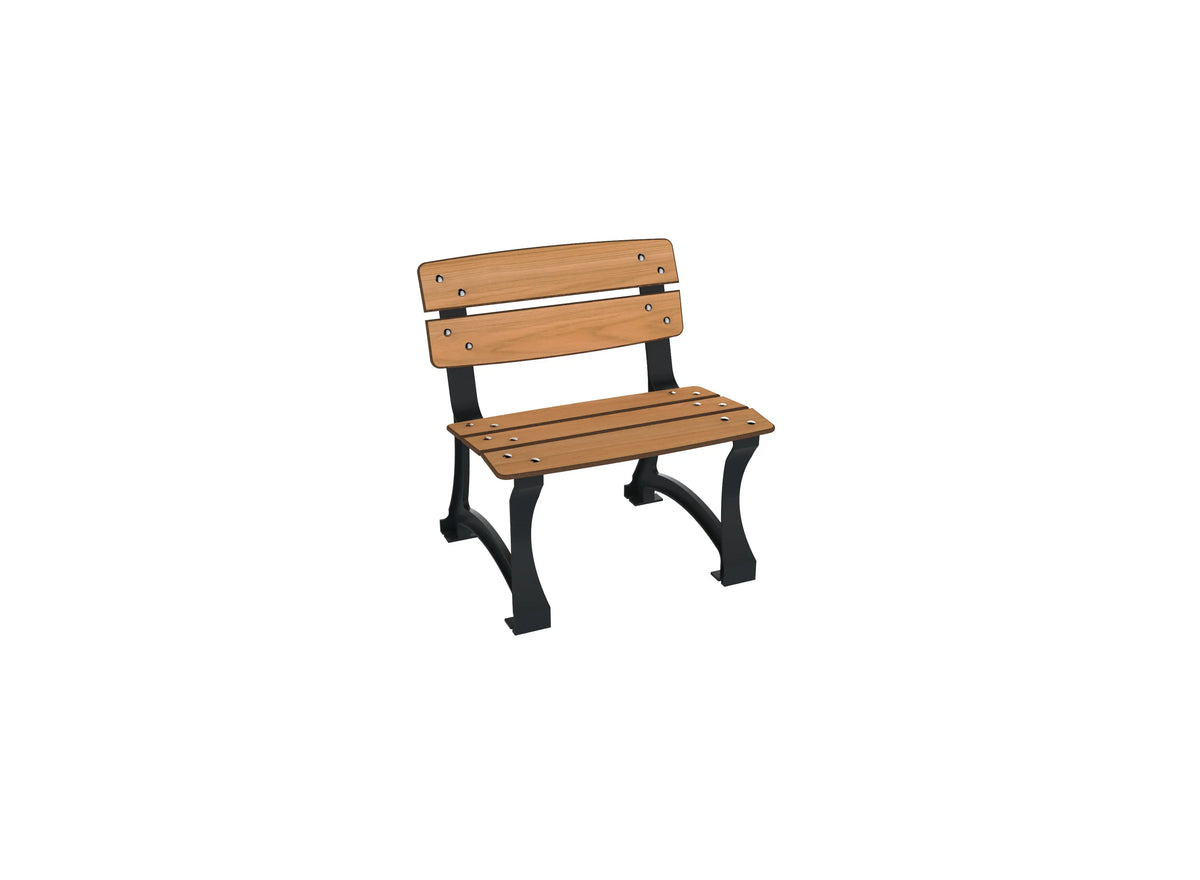 Fauteuil de ville Prague lames arrondies aspect teck, fonte anthracite