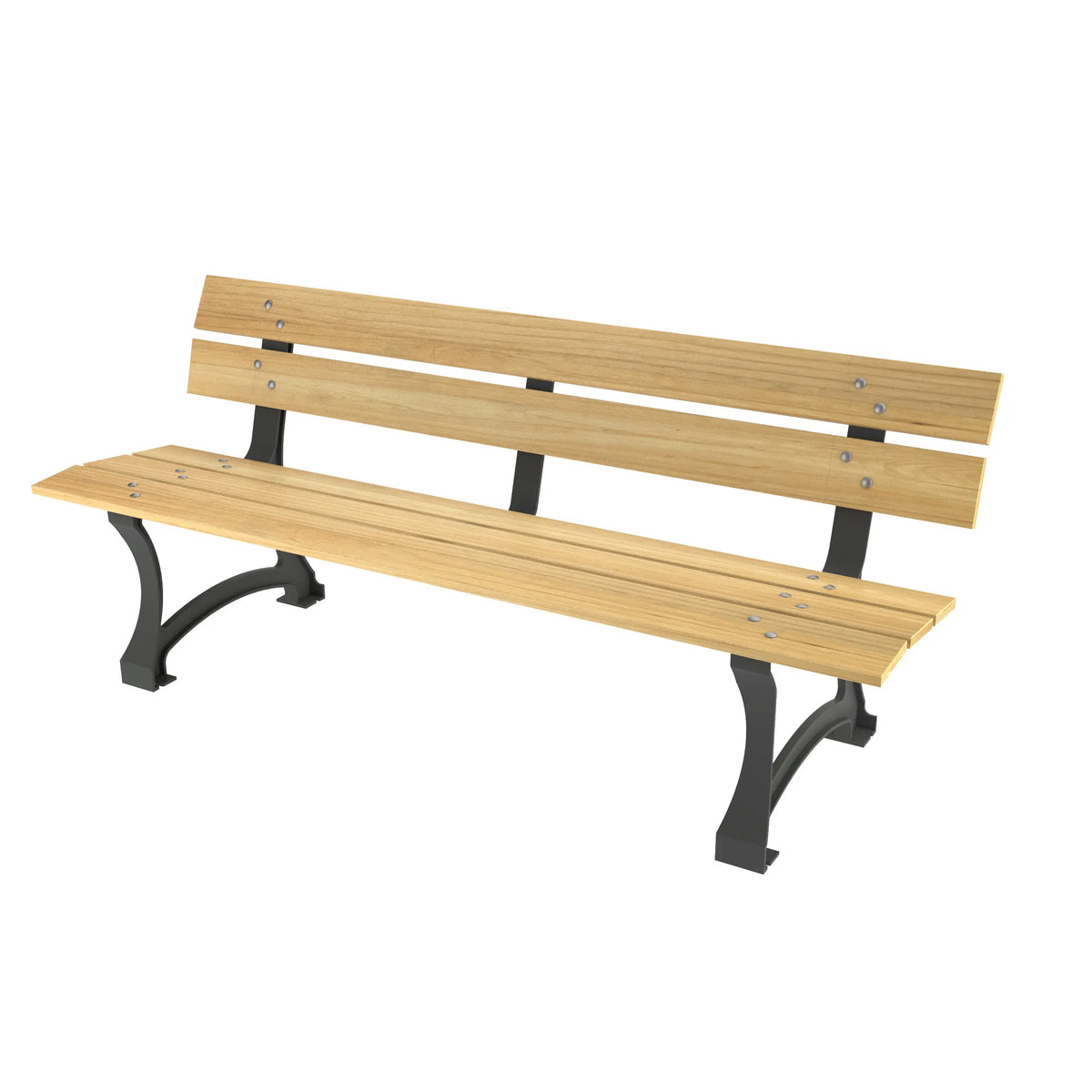 Banc Prague 3 places en bois de robinier à lames, pieds fonte anthracite