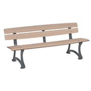 Banc Prague 3 places pieds fonte, lames compact chêne clair et accoudoirs