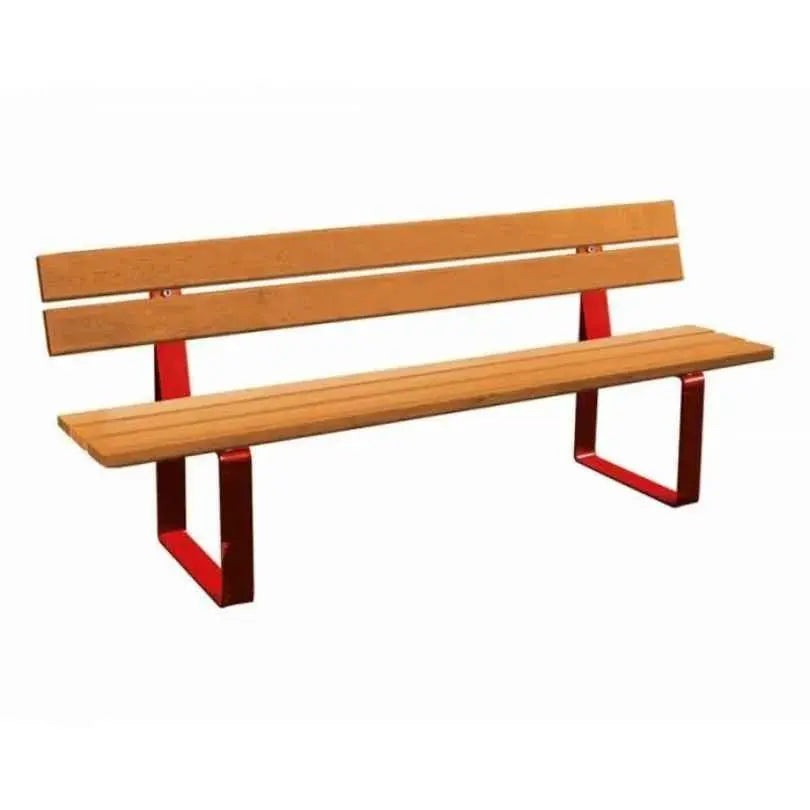 Banc Riga avec dossier bois et montage sur platines métalliques