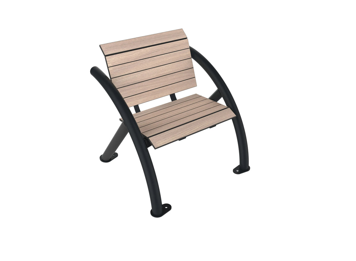 Banc Sydney 1 place effet lames chêne clair, dossier et accoudoirs