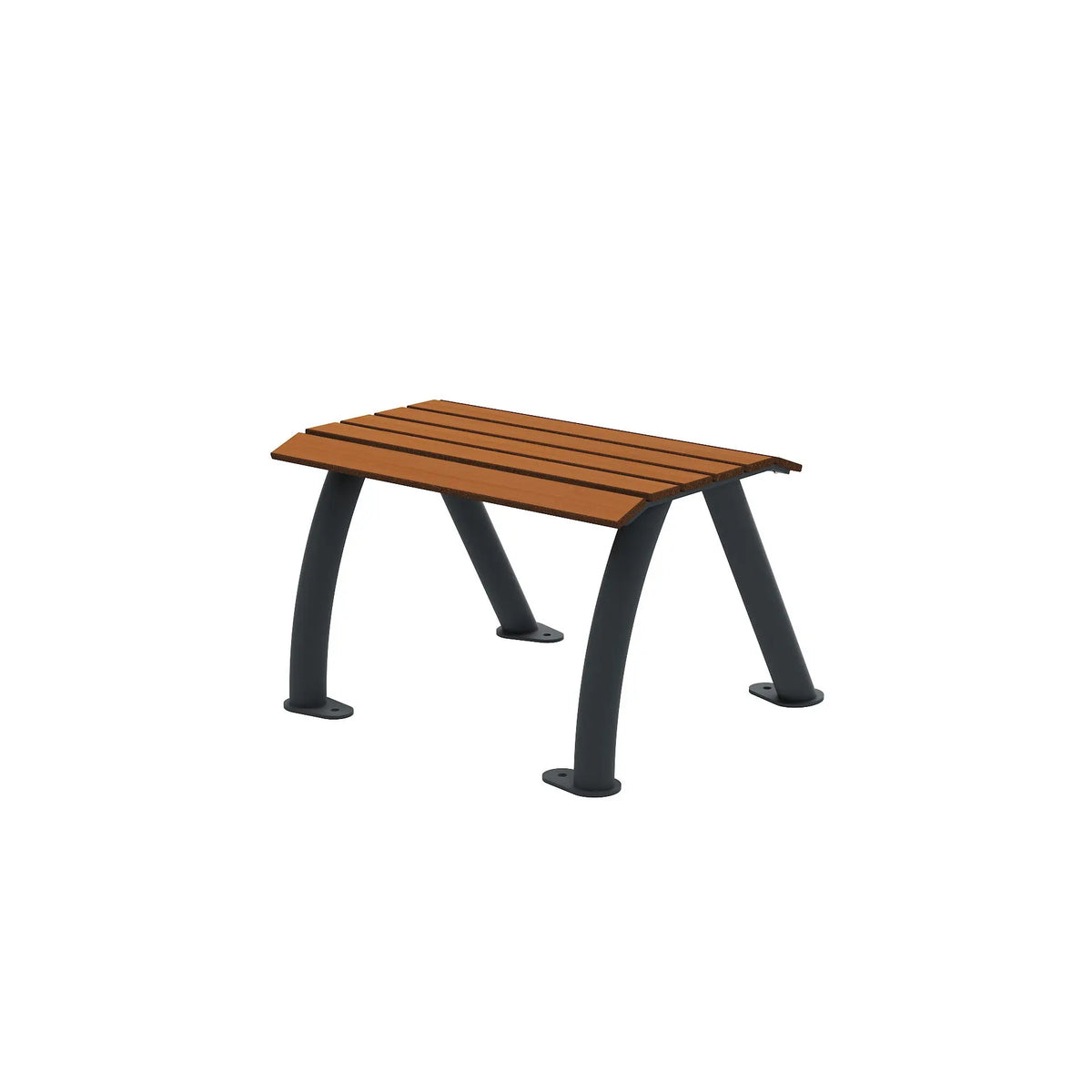 Siège individuel Sydney lames aspect teck, châssis acier anthracite
