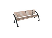 Banc Sydney 3 places à accoudoirs, lames compact chêne clair et châssis gris anthracite