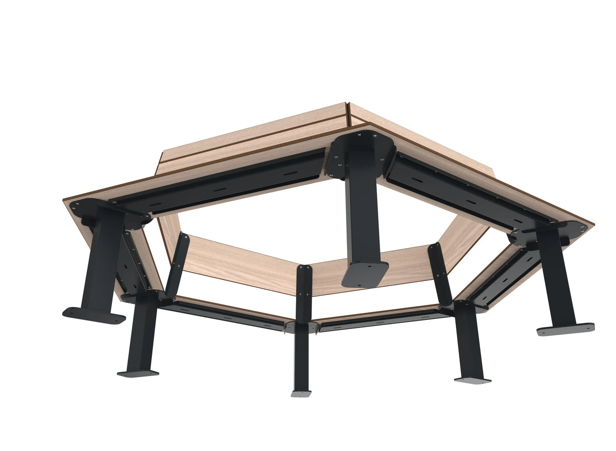 Banc tour d'arbre Madrid en compact HPL, second angle