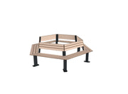 Banc tour d'arbre Madrid 6 places, dossier et assise compact HPL chêne clair