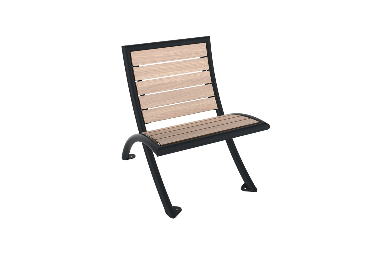 Banc individuel Venise à assise inclinée, lames compact HPL chêne clair