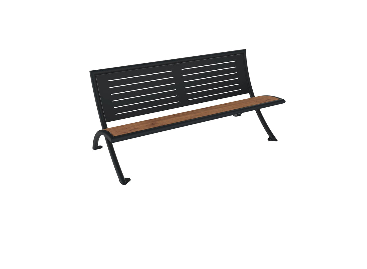 Banc Buton Venise dossier ajouré, lames compact teinte pin tyrol