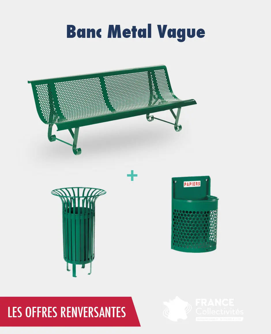 Promo 3 bancs + 1 corbeille tulipe + 1 corbeille lune france collectivités